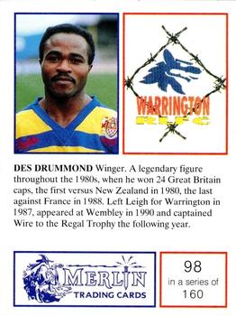 1991 Merlin Rugby League #98 Des Drummond Back